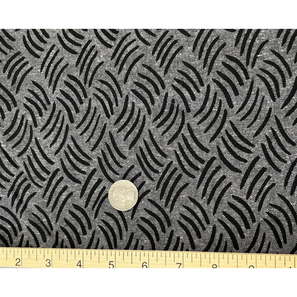 Fabric‎ Quilt Craft Cotton Gray Black Robert Kaufman Balboa Design 18256 Remnant